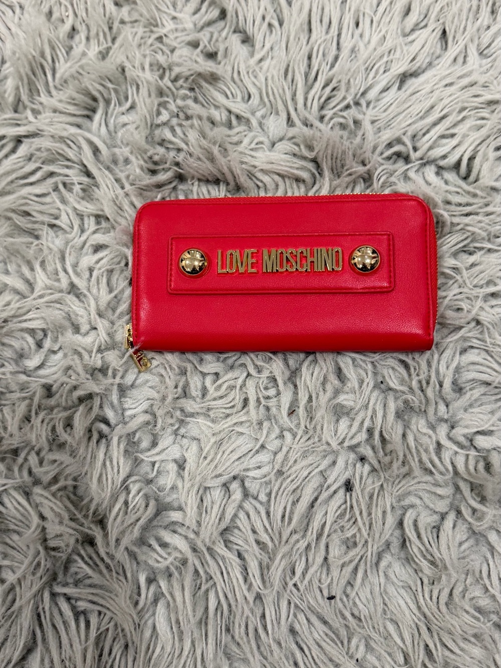 Love Moschino Bright Red Zip Wallet with Gold Logo